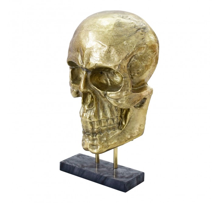 Braincase Skull Statue Gold - Angled