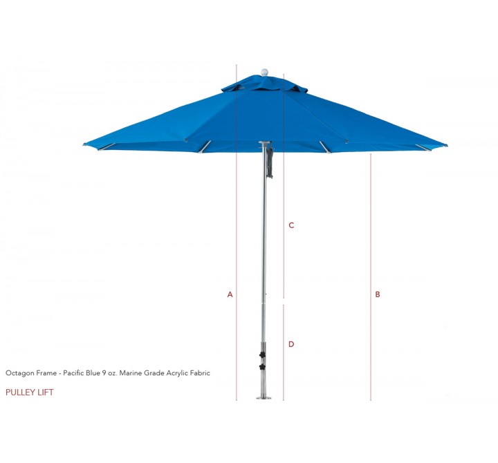 6 1/2' Square Four Panel Fiberglass Market Umbrella 