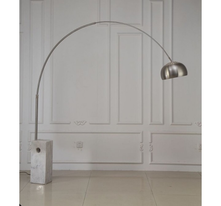 Wesley Floor Lamp Aluminum And White Marble Base - Lifestyle