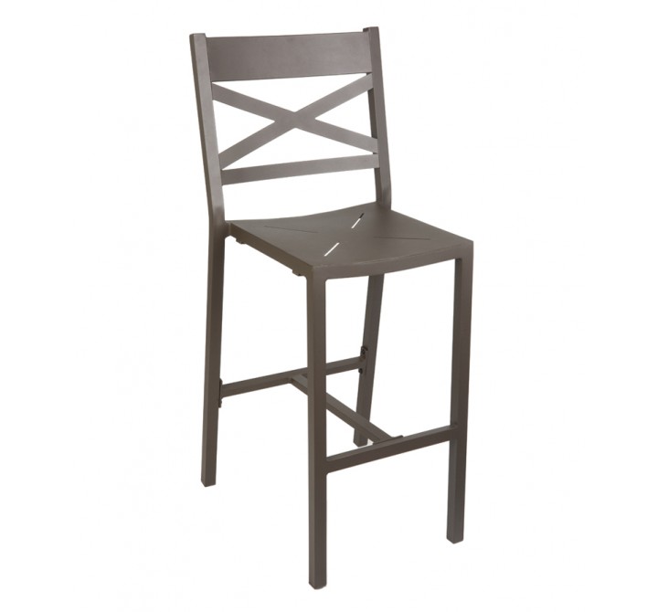Fresco - Cross Back Barstool - Powder Coated Aluminum - Bronze