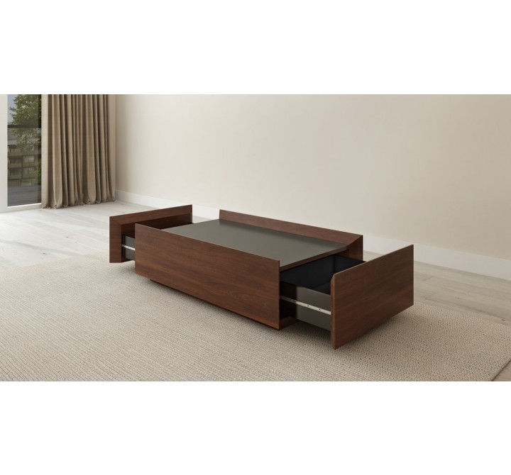 Furnitech 2 Drawer Contemporary Walnut Coffee Table