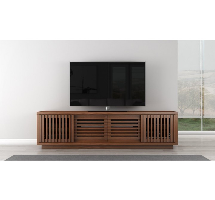 Furnitech 82" 82” Rustic Contemporary TV Stand Media Console Natural Walnut Finish - Front