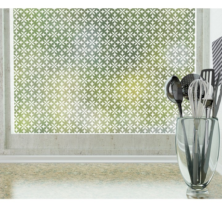 Odhams Press Fleur Frosted Non-Adhesive Decorative Window Film - Privacy Cling Film