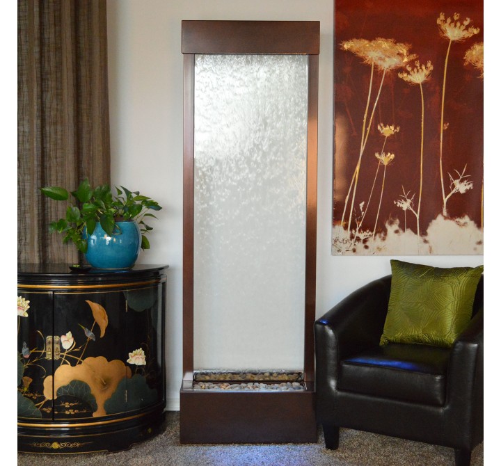 Gardenfall Clear Glass and Dark Copper Trim Floor Fountain - Front