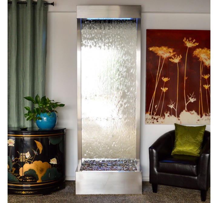 Towering 8' Stainless Steel Gardenfall with Silver Mirror - Front