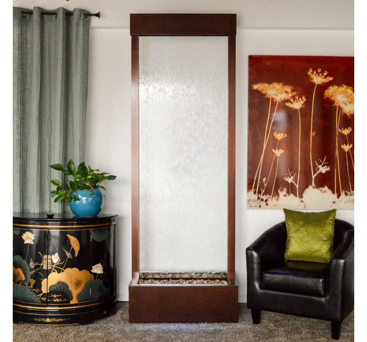 Gardenfall Clear Glass and Dark Copper Trim Floor Fountain Large - Front