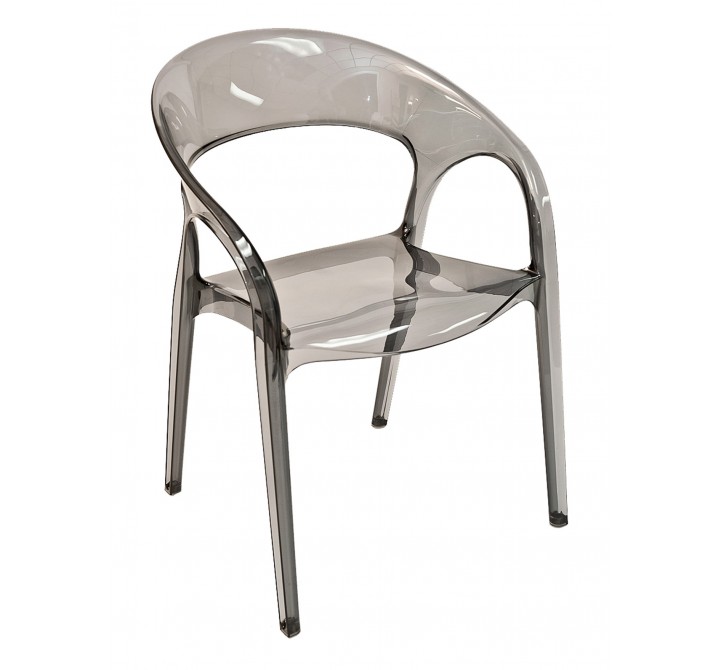Polypropylene Shell With Aluminum Legs Side Chair - GOSSIP - Smoke Gray