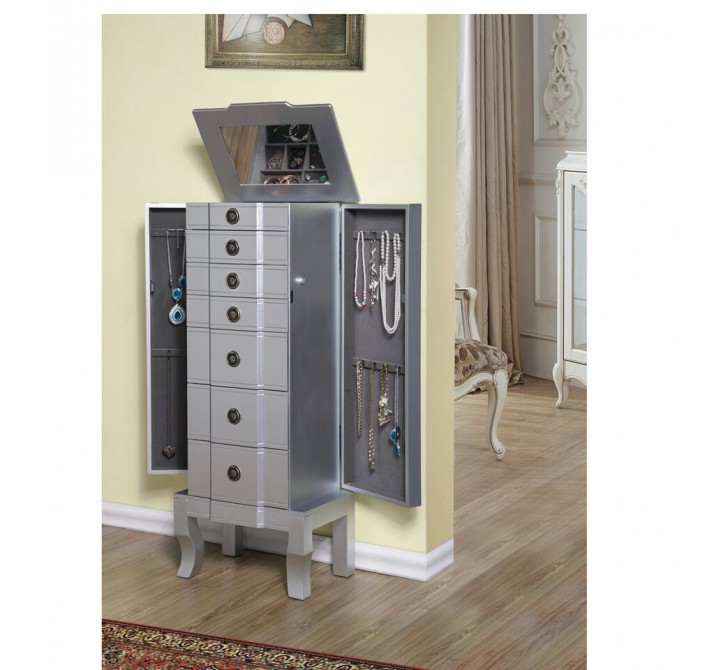 Trésor Jewelry Armoire - Silver