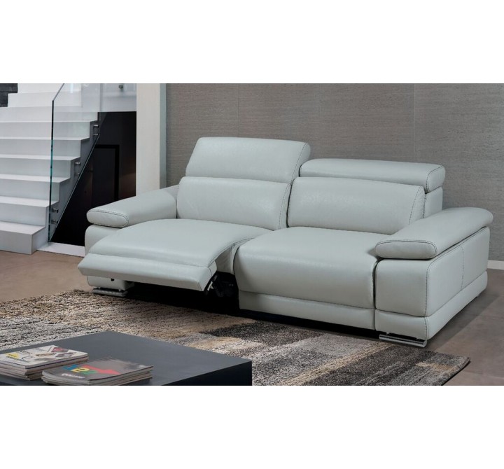 Grace Electric Motion Sofa With Manual Adjustable Neck Rest Cushions In Light Gray - Lifestyle