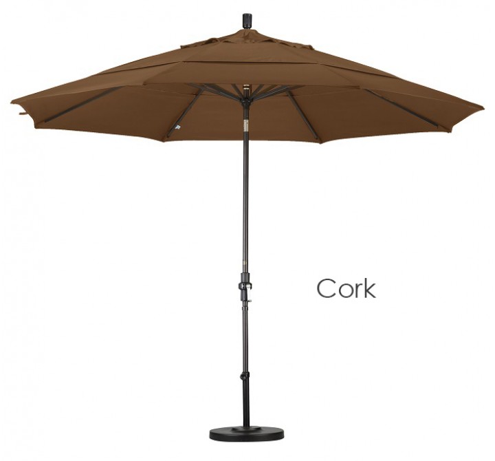 California Umbrella 11' Aluminum Market Umbrella Collar Tilt DV Bronze - Sunbrella