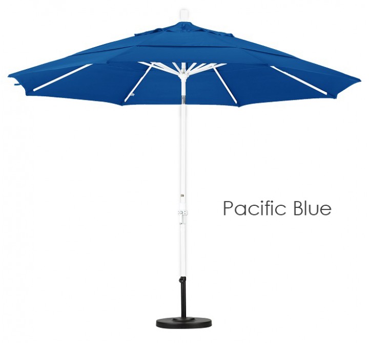 California Umbrella 11' Aluminum Market Umbrella Collar Tilt DV Matted White - Sunbrella