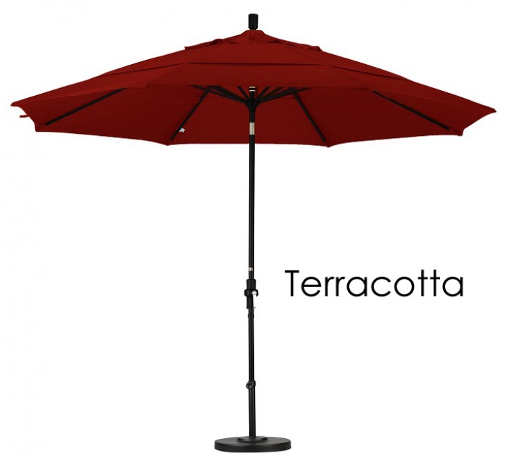 California Umbrella 11' Aluminum Market Umbrella Collar Tilt DV Matted White - Sunbrella