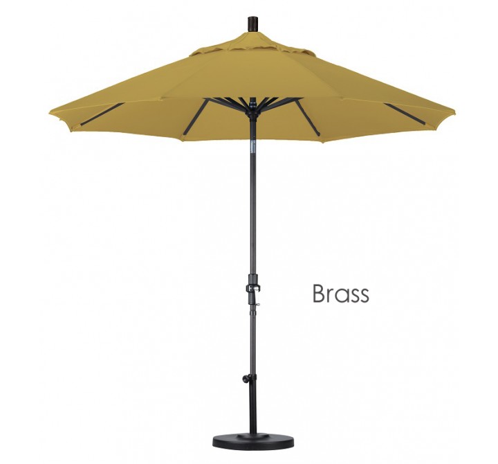 California Umbrella 9' Aluminum Market Umbrella Collar Tilt - Matted Black - Sunbrella