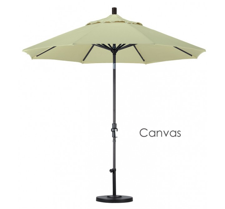 California Umbrella 9' Aluminum Market Umbrella Collar Tilt - Matted Black - Pacifica