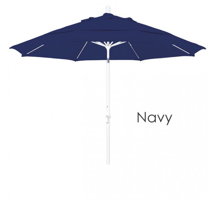 California Umbrella 11' Fiberglass Market Umbrella Collar Tilt DV Matted White - Sunbrella