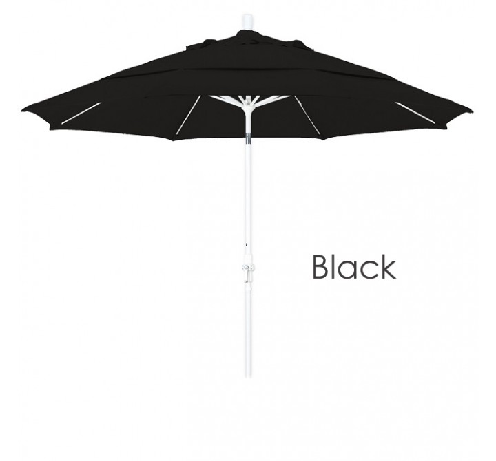 California Umbrella 11' Fiberglass Market Umbrella Collar Tilt DV Matted White - Olefin