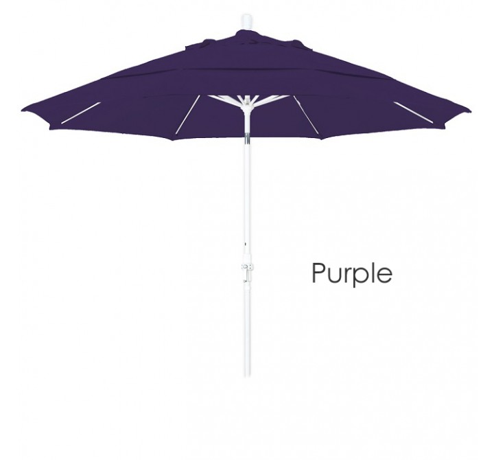 California Umbrella 11' Fiberglass Market Umbrella Collar Tilt DV Matted White - Pacifica