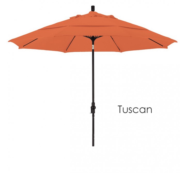 California Umbrella 11' Fiberglass Market Umbrella Collar Tilt DV Matted White - Sunbrella