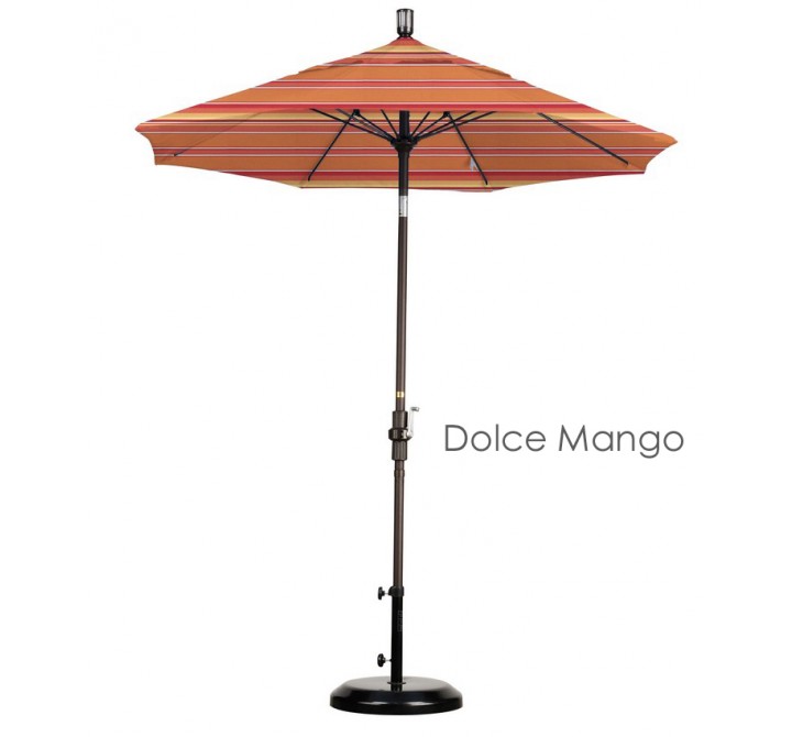 California Umbrella 7.5' Fiberglass Market Umbrella Collar Tilt - Bronze - Sunbrella