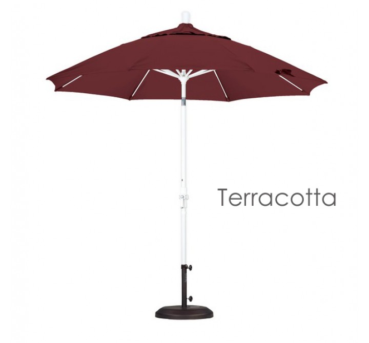 California Umbrella 9' Fiberglass Market Umbrella Collar Tilt M White - Olefin