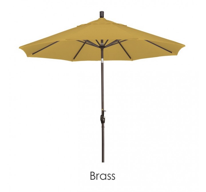 California Umbrella 9' Aluminum Market Umbrella Push Tilt - Bronze - Sunbrella