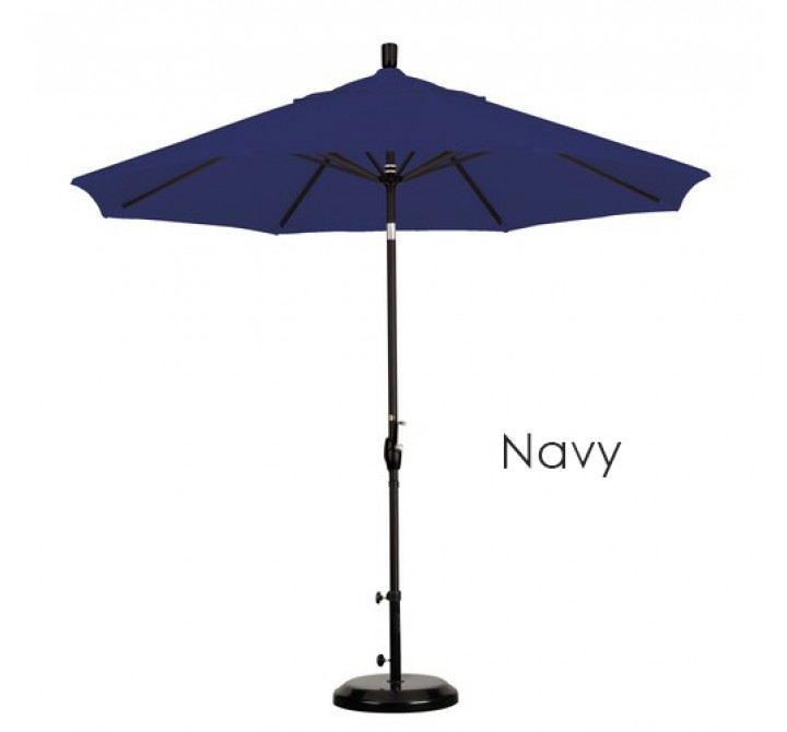 California Umbrella 9' Aluminum Market Umbrella Push Tilt - M Black - Sunbrella