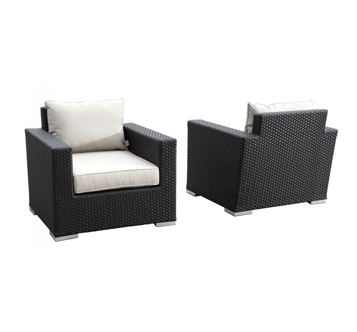 Solana Wicker Club Chair With Cushions - Front and Back
