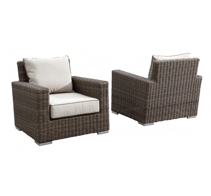 Coronado Wicker Club Chair With Cushions - Front and Back