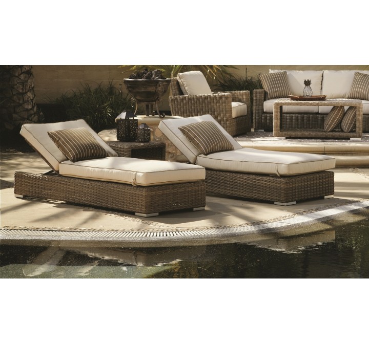 Coronado Wicker Adjustable Chaise With Cushions - Lifestyle