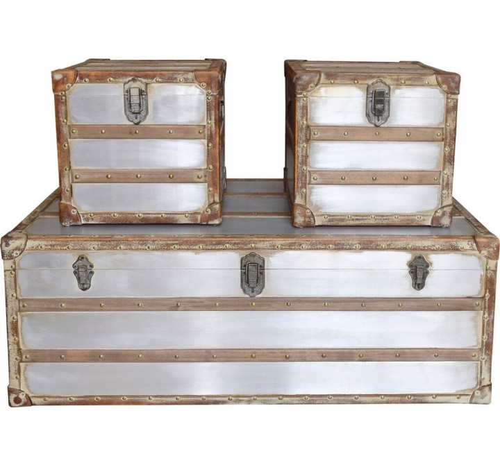 Steamer Trunk Coffee And Side Tables Set