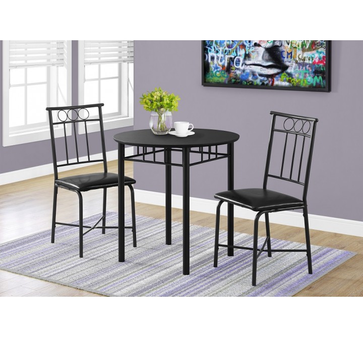 Dining Set - 3pcs Set / Black Metal And Top