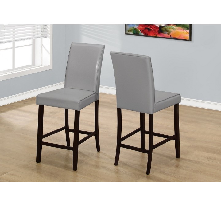 Dining Chair - 2pcs / Brown Leather-look Counter Height