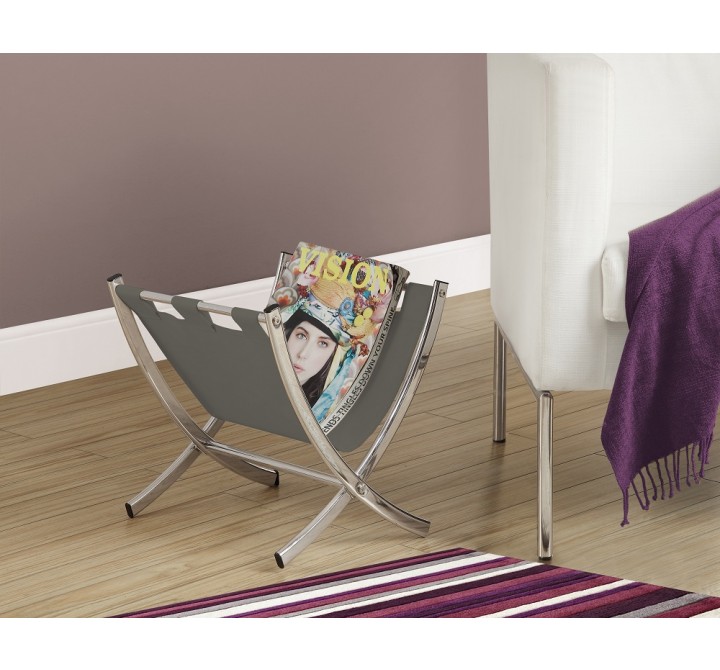  Grey Leather-look / Chrome Metal