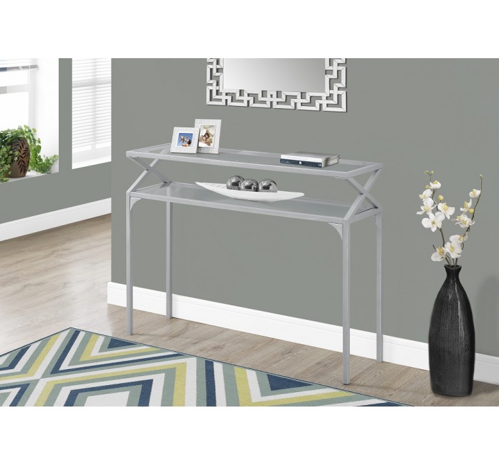 Accent Table - 42"L / Silver Metal Hall Console