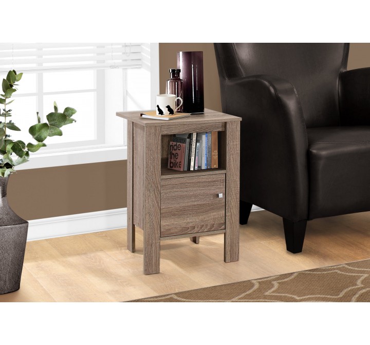 Accent Table Night Stand With Storage - Dark Taupe