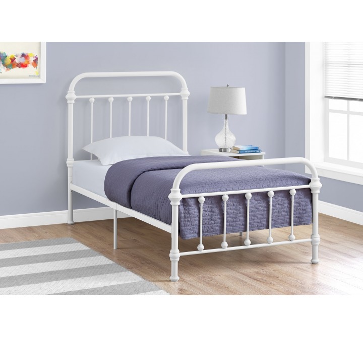 Bed - Twin Size With White Metal Frame Only