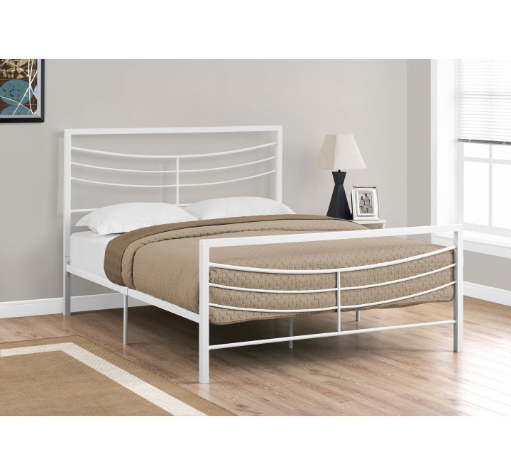 Bed - Queen Size With White Metal Frame
