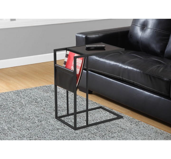 Accent Table - Black / Black Metal With A Magazine Rack