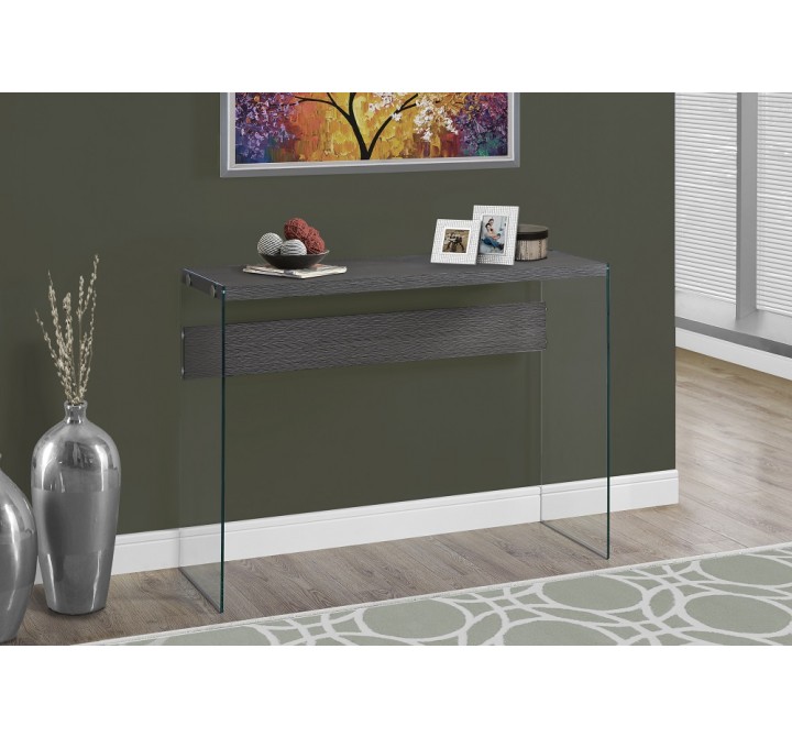 Console Table - Grey With Tempered Glass