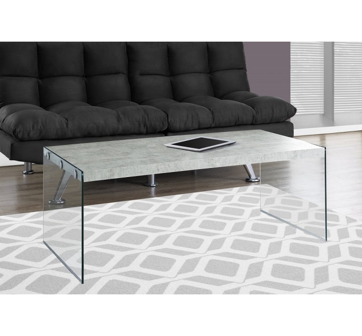 Coffee Table - Grey Cement With Tempered Glass
