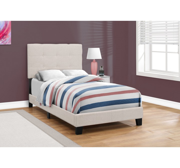 Bed - Twin Size Beige Linen