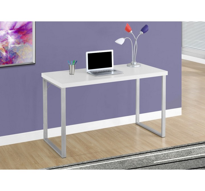 Computer Desk - 48"l / White / Silver Metal