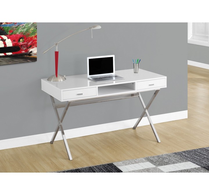 Glossy White / Chrome Metal