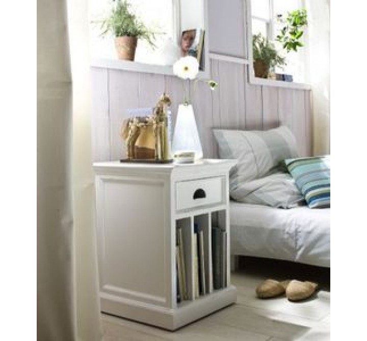 Nova Solo HALIFAX White Mahogany Nightstand with 1 Drawer