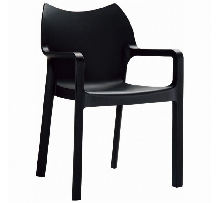 Diva Resin Outdoor Dining Arm Chair Black