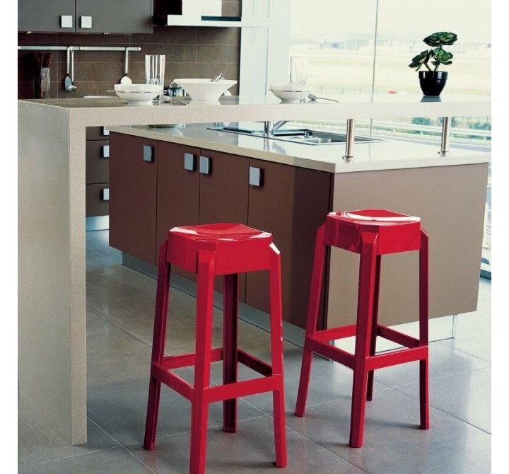 Compamia Fox Polycarbonate Counter Stool - Glossy Red