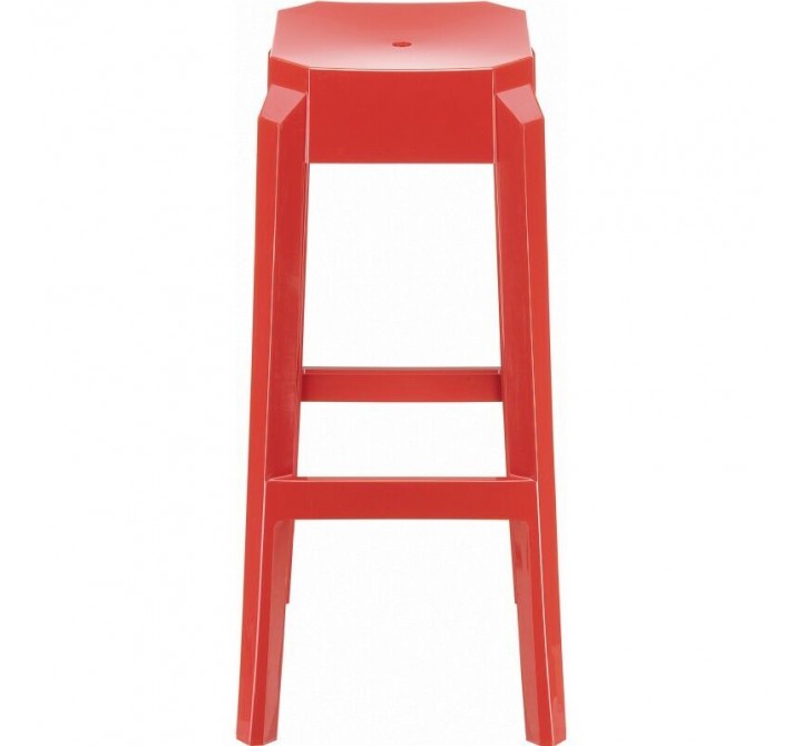 Fox Polycarbonate Bar Stool - Glossy Red
