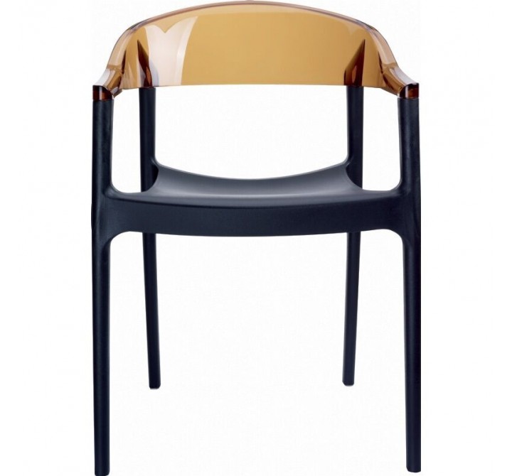 Carmen Modern Dining Chair Black Seat - Amber Back