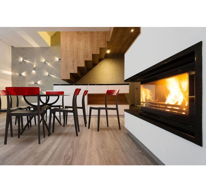 Flash Dining Chair Black Transparent (Red)