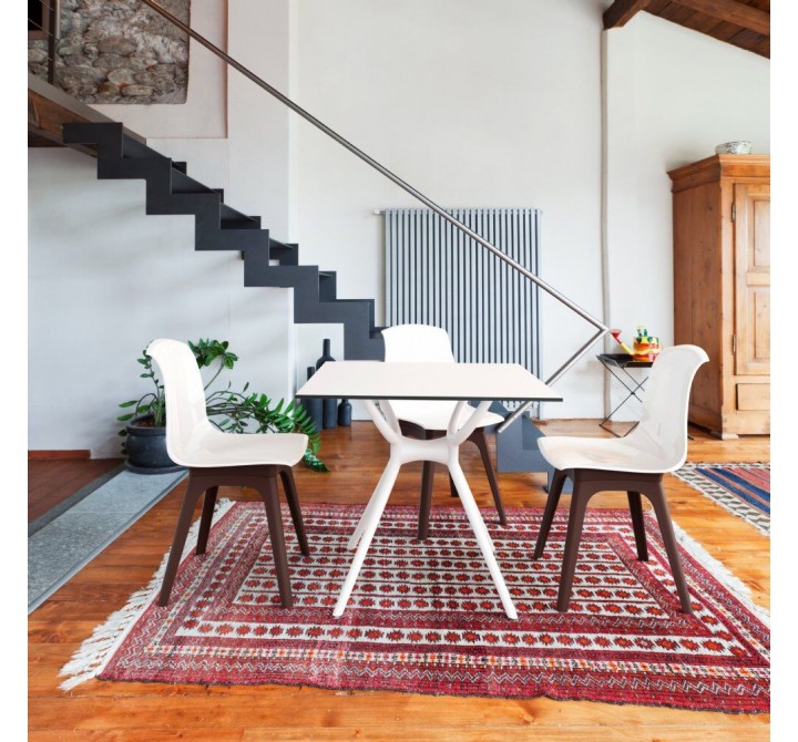 Compamia Mio PP Modern Dining Chair - White with Brown Legs